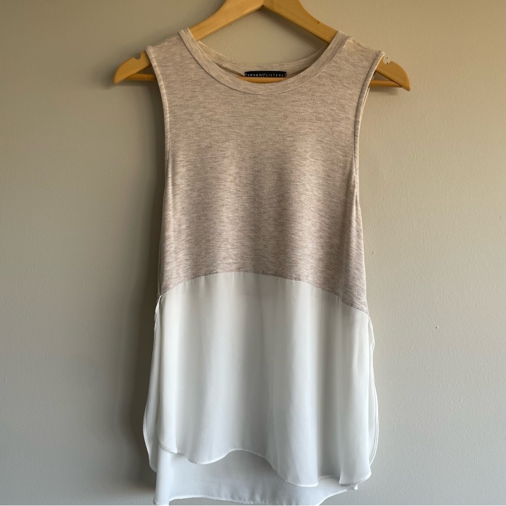 Seven sisters- cream sleeveless blouse
